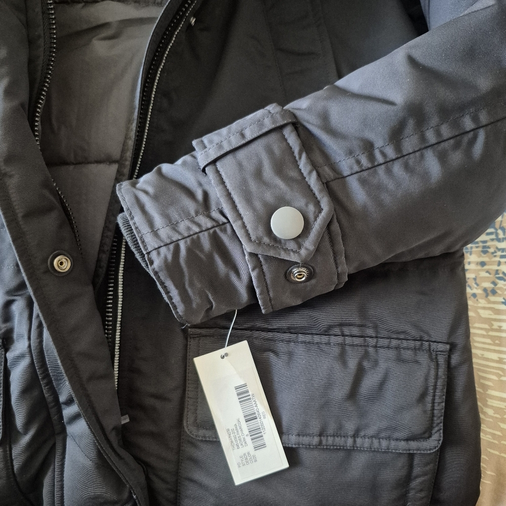 Parka with Faux Fur Hood Mid Length Winter Coat Charcoal Snow Ski Women's Small - Picture 9 of 14